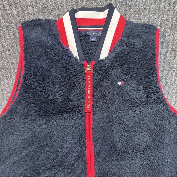 Tommy Hilfiger Jackets & Blazers - Tommy Hilfiger Sherpa Fleece Vest Women's Small Navy Red Full Zip Logo Pockets